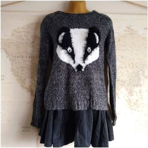 Yoki Badger Knit Sweater in Heather Grey-Size M